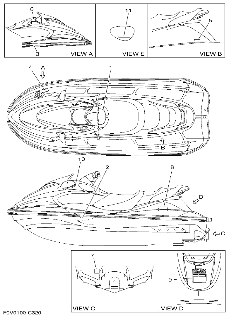 Yamaha A1 IMPORTANT LABELS parts diagram